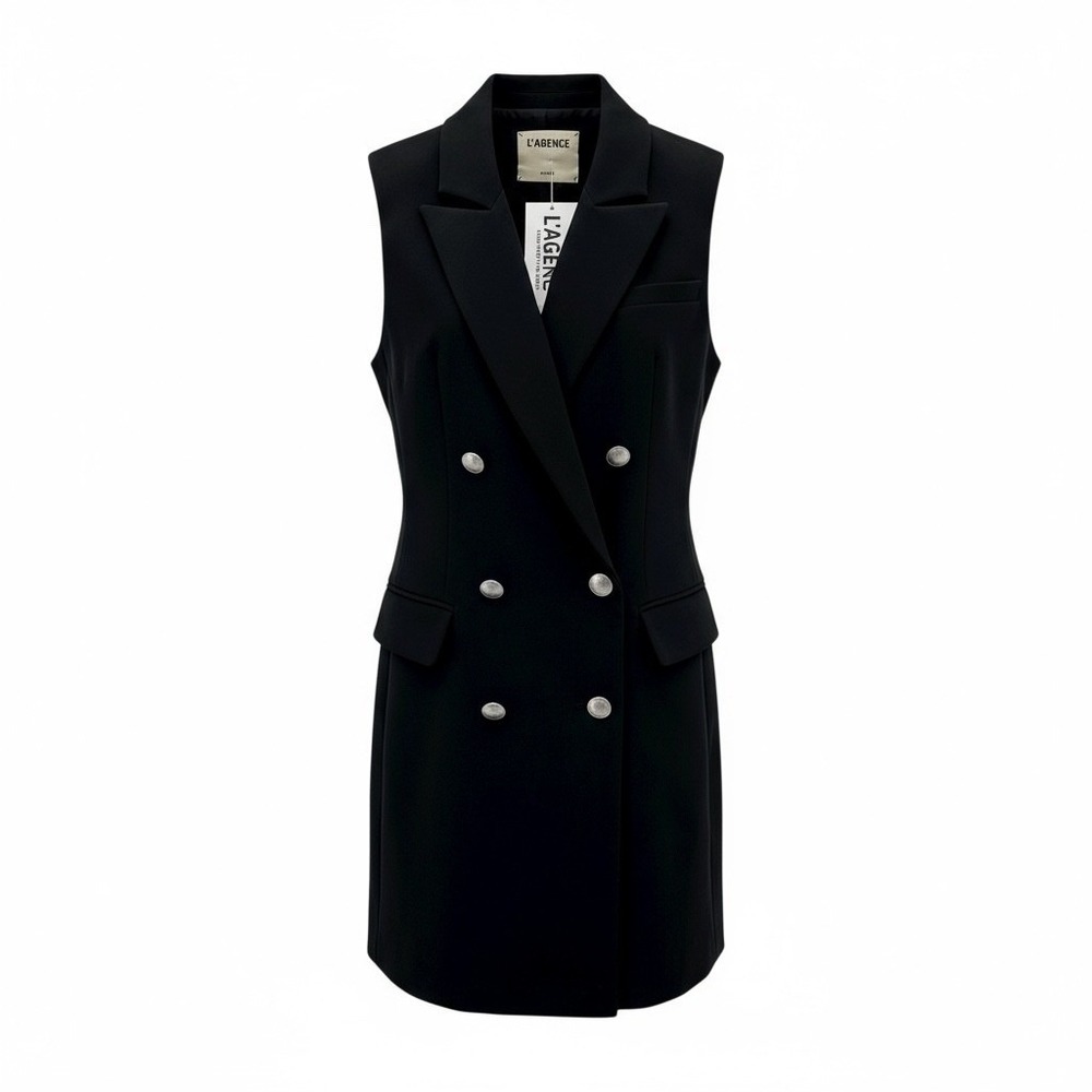 L'AGENCE Keely Black Double Breasted Blazer‎ Tuxedo Dress Party Formal NWT - Picture 12 of 13